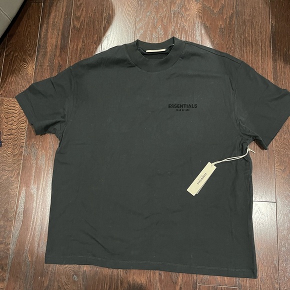 Fear of God EssentialsMock Neck T-Shirt Black Stretch Limo Size X-Large NEW